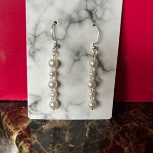 Elegant Silver Pearl Drop Earrings